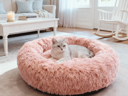 Snuggle Puff Donut Dog Bed - Calming Pet Bed for Cats & Dogs